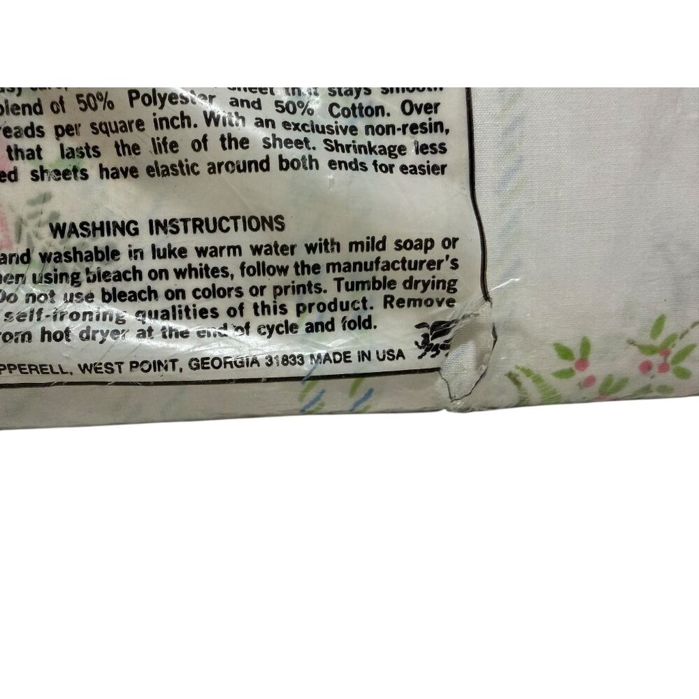 Lady Pepperell Twin Fitted No-Iron Sheet Polyester Cotton Floral Design Vintage - Picture 3 of 4